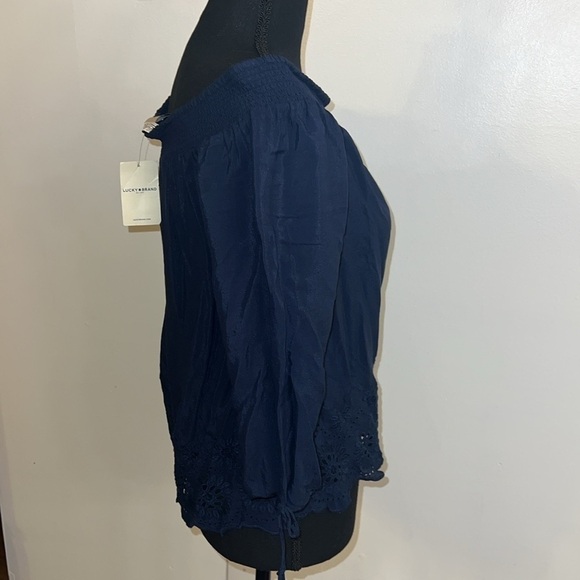 NWT Lucky Brand Off the Shoulder Embroidered Blouse, sz Extra Small - Picture 3 of 11